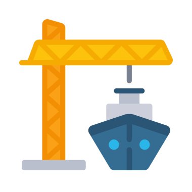 Tekne simgesi ile Crane, vektör illüstrasyonu