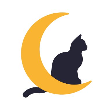 Kedi Ay web simgesi vektör illüstrasyonu