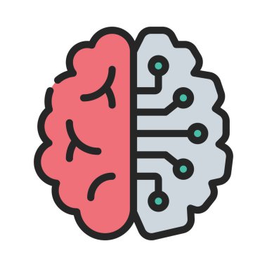 Yarı Robot Beyin Web ikonu vektör illüstrasyonu