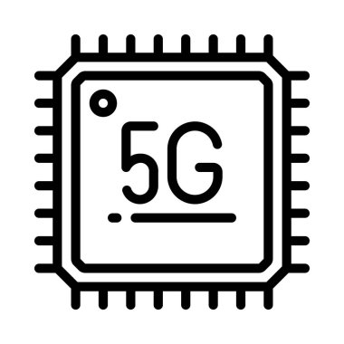 5G İşlemci simgesi, mobil işlemci simgesi, vektör illüstrasyonu 