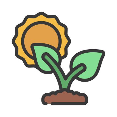 Fotosentez düz simge, vektör illüstrasyonu 