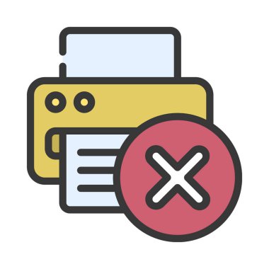 Kırık Yazıcı simgesi vektör illüstrasyonu 