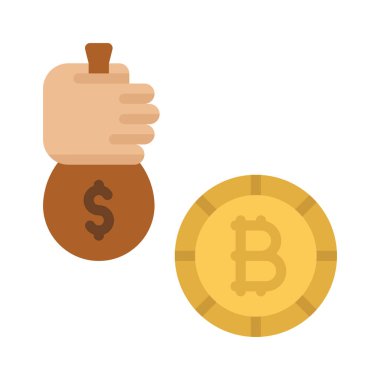 Bitcoin Yatırım simgesi, vektör illüstrasyonu 