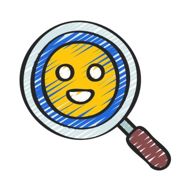 Smiley Araştırma simgesi, vektör illüstrasyonu