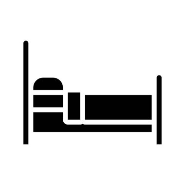 Yatak Tarafı Görünümü düz simgesi, vektör illüstrasyonu 