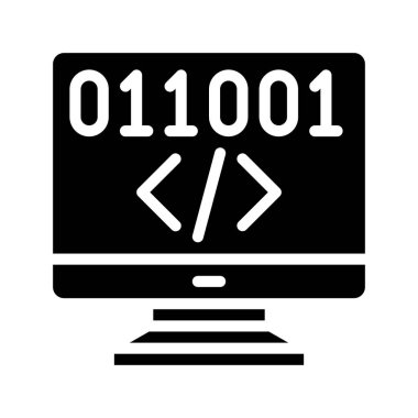 bilgisayar kodlama simgesi, vektör illüstrasyonu 