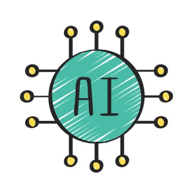 Ai Yuvarlak Çip ikon vektör çizimi 