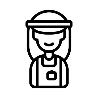 Çalışan Kadın Web simgesini Düz Tasarım, Vektör illüstrasyonunu Kaydet