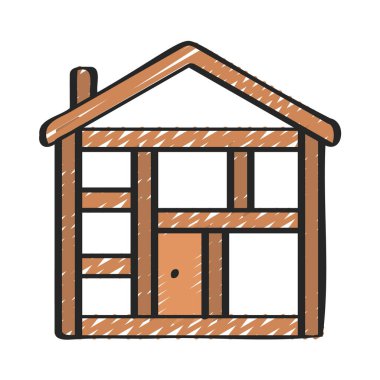 House Tahta Çerçeve simgesi, vektör illüstrasyonu 