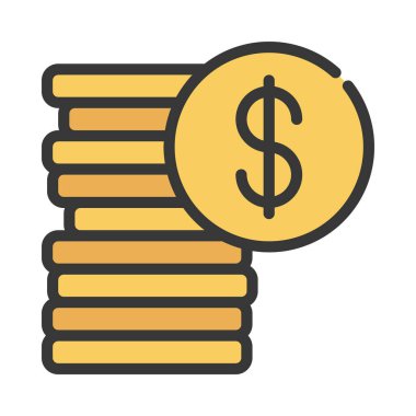 Bozuk para simgesi, vektör illüstrasyonu basit tasarım