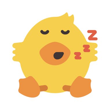 Uyuyan ördek yassı simgesi, vektör çizimi 