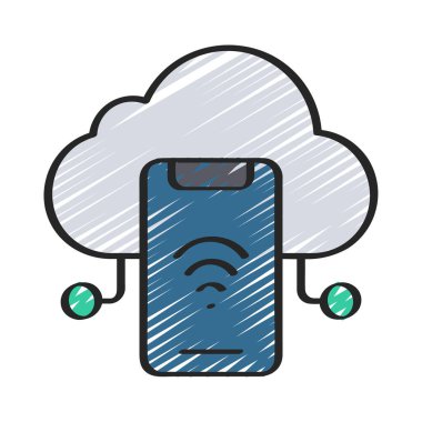 Mobil Cloud Tech web simgesi vektör illüstrasyonu