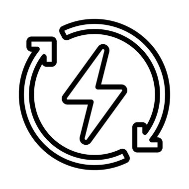 Yeniden Kullanılan Güç düz simgesi, vektör illüstrasyonu 