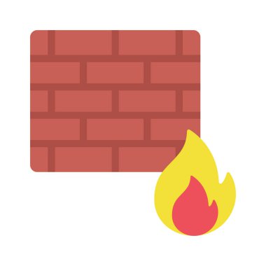 Ateş Duvarı düz simgesi, vektör illüstrasyonu 