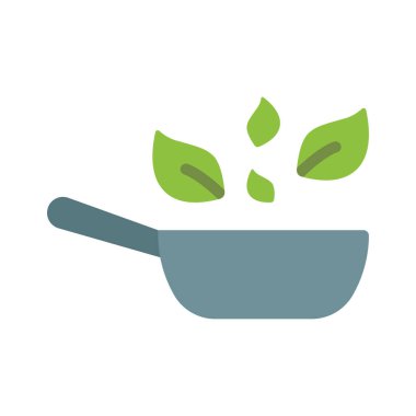 Sebze Kızartma Tavası Simgesi Basit Vektör İllüstrasyonu