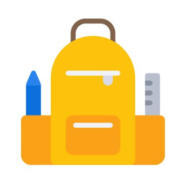 Okul çantası simgesi renk vektör çizimi    