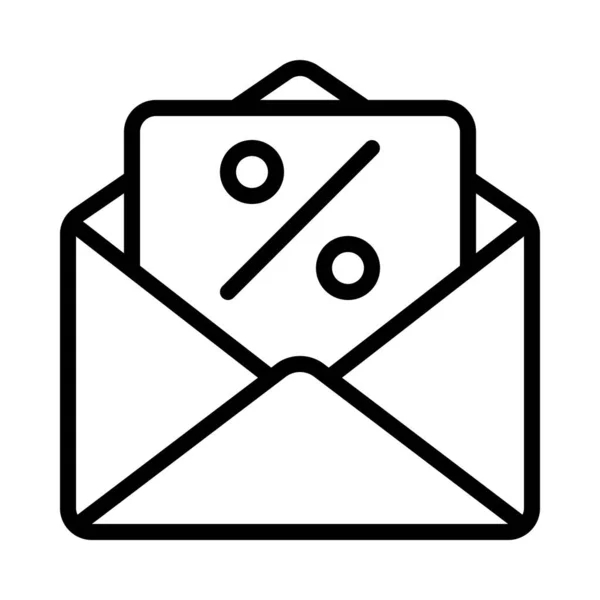Email Marketing Con Simbolo Percentuale Icona Isolata Sfondo Bianco — Vettoriale Stock