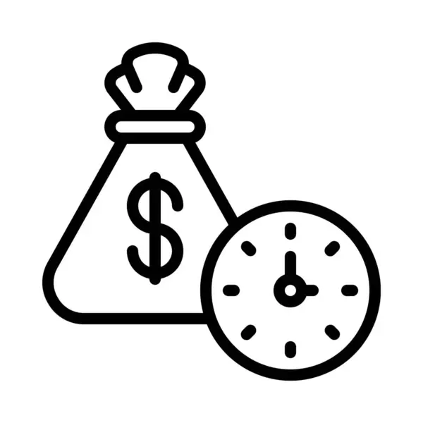 Money Bag Dollar Sign Clock Icon Vector Illustration — Stock Vector