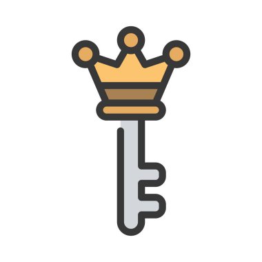 Crown Key Web simgesi vektör çizimi