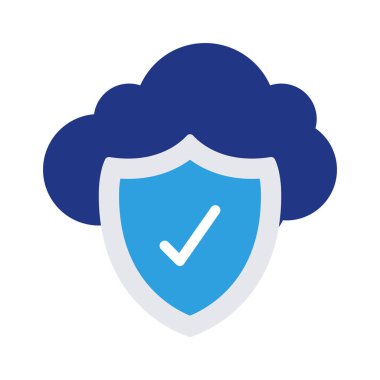 Güvenli Bulut düz simgesi, vektör illüstrasyonu 