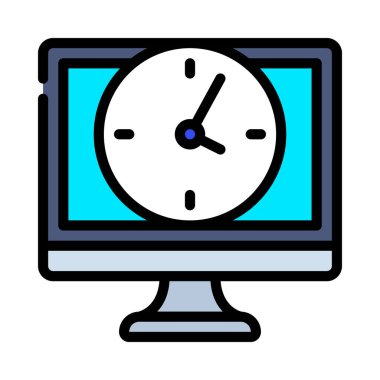 Bilgisayar Saat simgesi, vektör illüstrasyonu  
