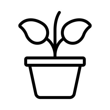 çömlek simgesinde büyüyen bitki, vektör illüstrasyonu