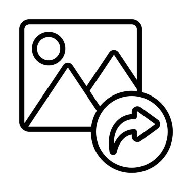 Resim düz simgesini, vektör illüstrasyonunu paylaş 