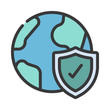 Korunan Dünya simgesi vektörü beyaz arkaplanda izole edildi      