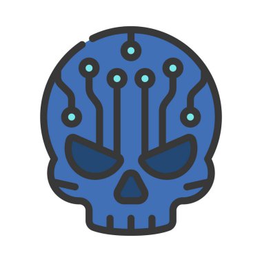 Siber kafatası simgesi, vektör illüstrasyonu