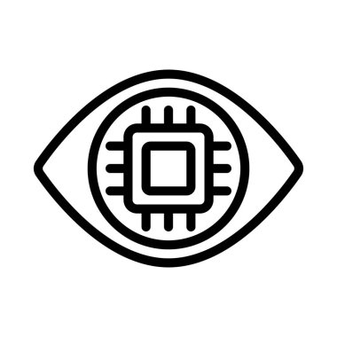 Bilgisayar Çipi Göz simgesi, vektör illüstrasyonu 