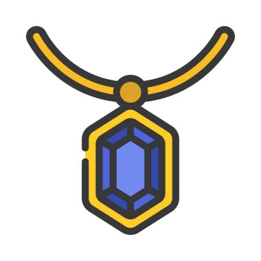 Gem Kolye simgesi tasarım vektörü illüstrasyonu 