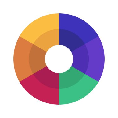 Renkli Tekerlek Web simgesi düz tasarım, vektör illüstrasyonu