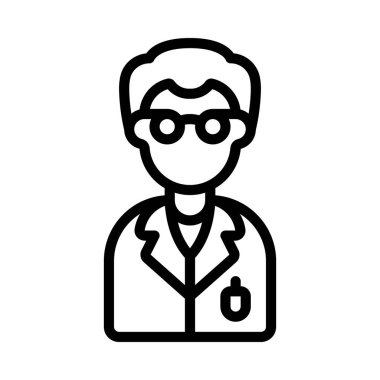 Erkek Bilim Adamı Web simgesi vektör illüstrasyonuName