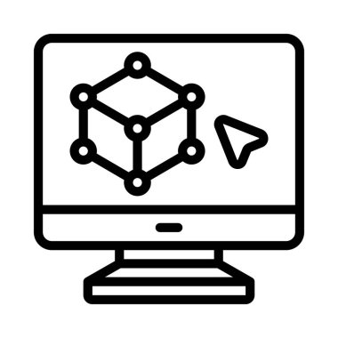 Bilgisayar Üç Boyutlu Tasarım simgesi, vektör illüstrasyonu 