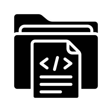 Kod Dosya Dizini simgesi, vektör illüstrasyonu 