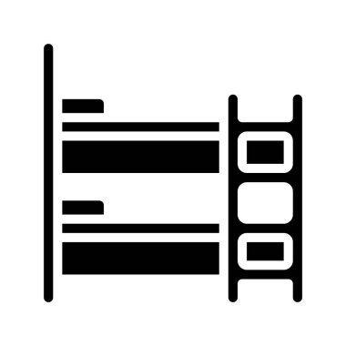 Bunk Yatak Simgesi Basit Vektör İllüstrasyonu