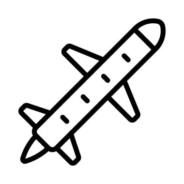 Füze düz simgesi, vektör illüstrasyonu 