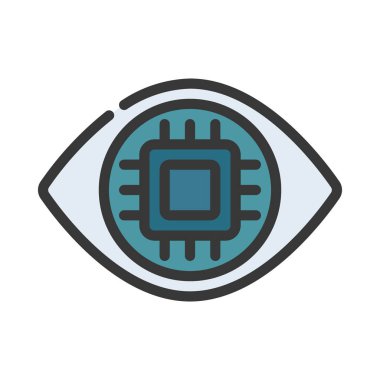 Bilgisayar Çipi Göz simgesi, vektör illüstrasyonu 