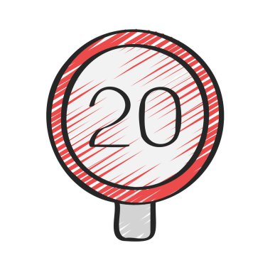 20 MPH İmza Düz simge, vektör illüstrasyonu 