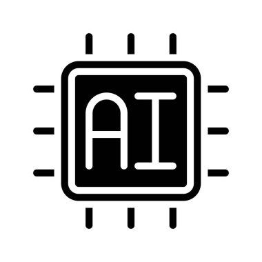AI İşlemci simgesi, işlemci simgesi, vektör illüstrasyonu 