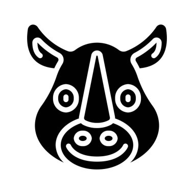 izole edilmiş şirin çizgi film gergedan vektör çizimi tasarımı