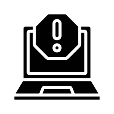 Dizüstü bilgisayar uyarı simgesi, vektör illüstrasyonu 