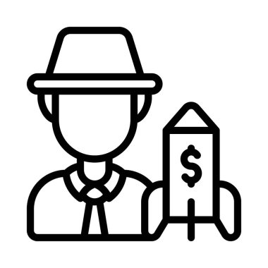 Girişimci Kapitalist düz simge, vektör illüstrasyonu 