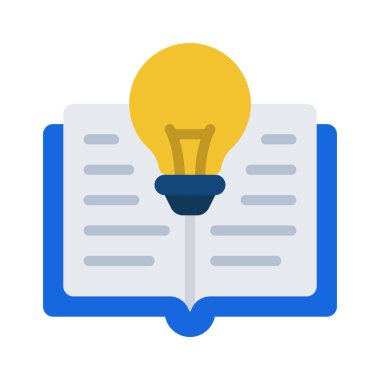 Kitap ve ampul simgesi, vektör illüstrasyonu