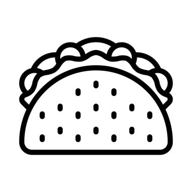 Meksika yemeği renk çizgisi ikonu. Taco.    