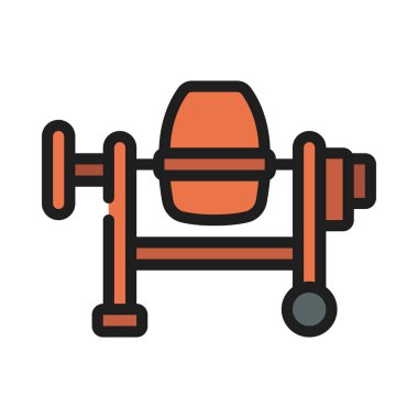 Çimento Karıştırıcı düz simgesi, vektör illüstrasyonu 