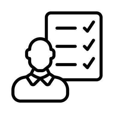 Kontrol Listesi Web simgesi vektör illüstrasyonuna sahip kişi