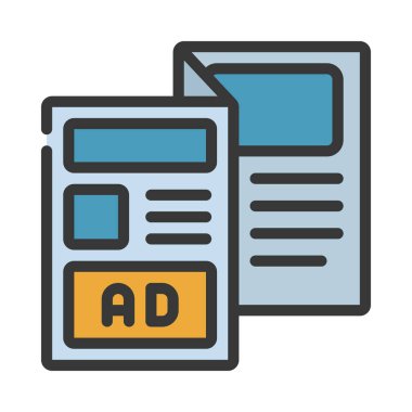 Broşür Ad web simgesi vektör illüstrasyonu