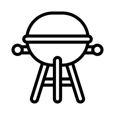 Barbekü ızgara ağ ikonu vektör çizimi