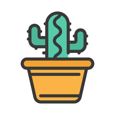 Kaktüs düz simgesi, vektör illüstrasyonu 